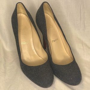 Christian Louboutin grey flannel platform 120ml sz 40.5